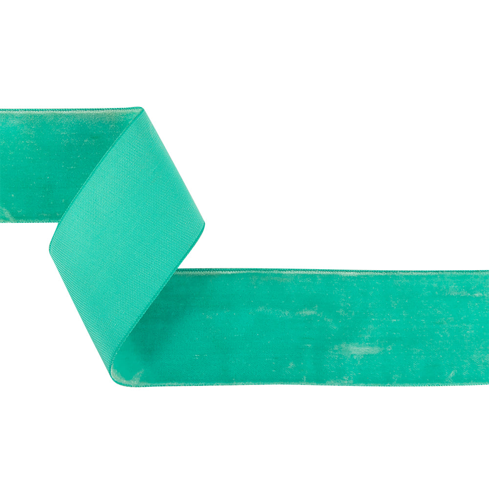 Bright Turquoise Single Face Velvet Ribbon - 2" Bright Turquoise Single Face Velvet Ribbon - 2"