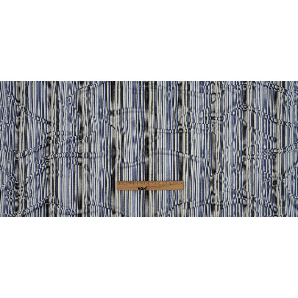 Blue and White Barcode Stripes Stretch Rayon Jersey Full Blue and White Barcode Stripes Stretch Rayon Jersey Full