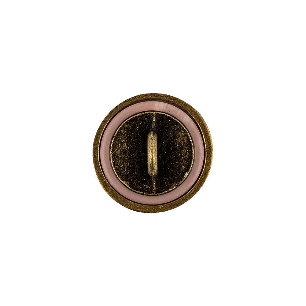 Rose Prove and Brass Shallow Plate Plastic and Metal Shank Back Button - 24L/15mm Detail Rose Prove and Brass Shallow Plate Plastic and Metal Shank Back Button - 24L/15mm Detail