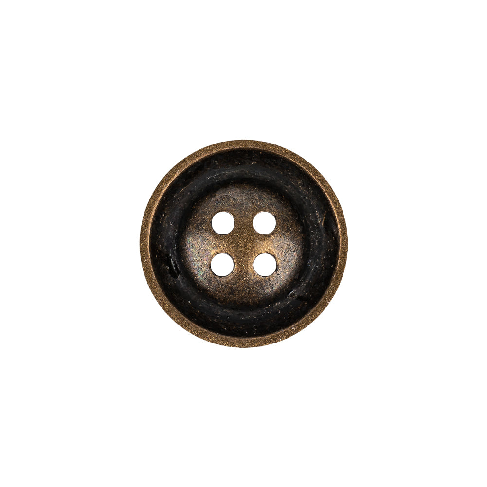 Italian Bronze Textured Inkwell 4-Hole Metal Button - 28L/18mm Detail Italian Bronze Textured Inkwell 4-Hole Metal Button - 28L/18mm Detail