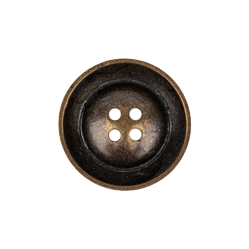 Italian Bronze Textured Inkwell 4-Hole Metal Button - 36L/23mm Detail Italian Bronze Textured Inkwell 4-Hole Metal Button - 36L/23mm Detail