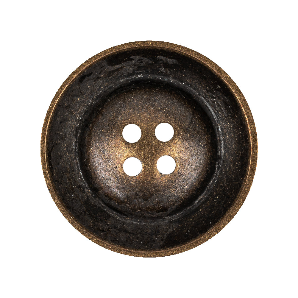 Italian Bronze Textured Inkwell 4-Hole Metal Button - 44L/28mm Detail Italian Bronze Textured Inkwell 4-Hole Metal Button - 44L/28mm Detail