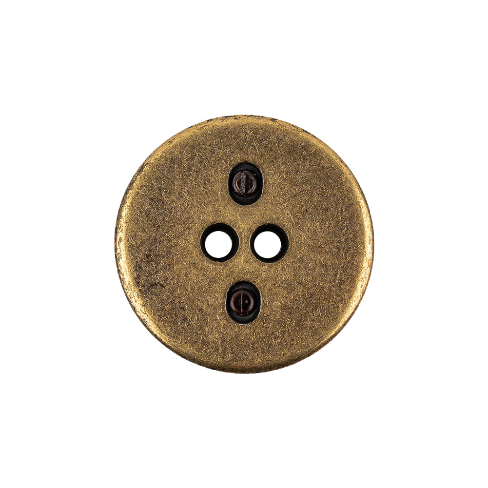 Italian Seal Brown and Brass Metal and Leatherette Button - 36L/23mm Detail Italian Seal Brown and Brass Metal and Leatherette Button - 36L/23mm Detail