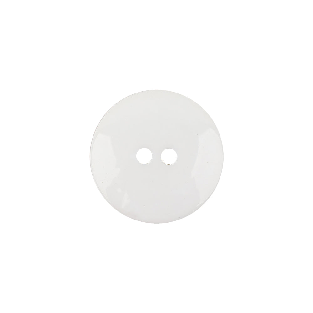 Italian White Low Convex 2-Hole Plastic Button - 28L/18mm Detail Italian White Low Convex 2-Hole Plastic Button - 28L/18mm Detail