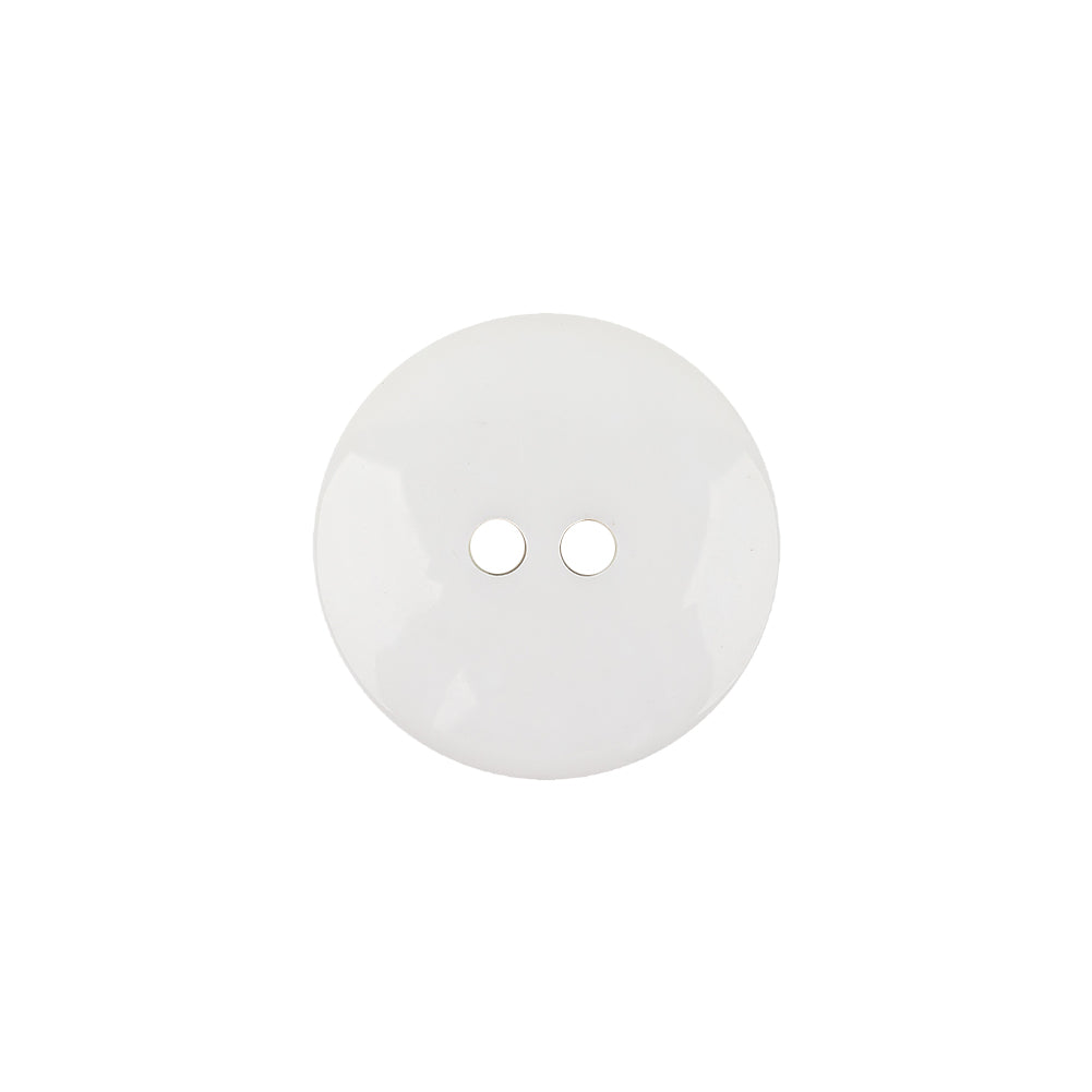 Italian White Low Convex 2-Hole Plastic Button - 28L/18mm Italian White Low Convex 2-Hole Plastic Button - 28L/18mm