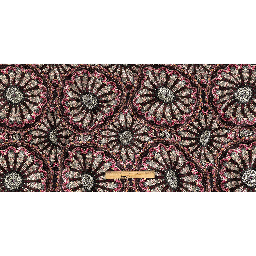 Magenta, High Rise and Cream Floral Medallions SIlk Charmeuse Full Magenta, High Rise and Cream Floral Medallions SIlk Charmeuse Full
