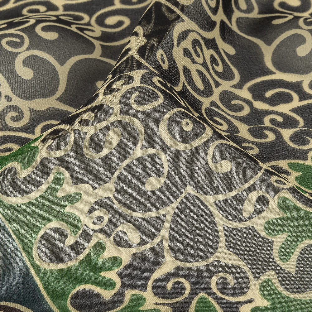 Blue, Green and Brown Classical Abstractions Silk Chiffon Detail Blue, Green and Brown Classical Abstractions Silk Chiffon Detail