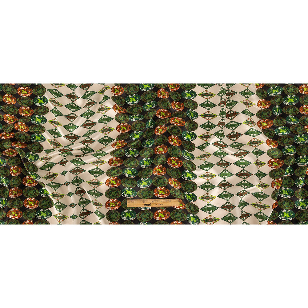 Garden Green and Orange Diamonds and Gems Silk Charmeuse Full Garden Green and Orange Diamonds and Gems Silk Charmeuse Full