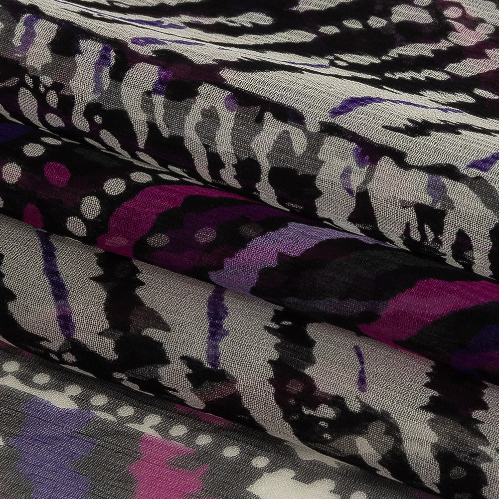 Purple, Pink and Black Abstract Silk Chiffon Folded Purple, Pink and Black Abstract Silk Chiffon Folded