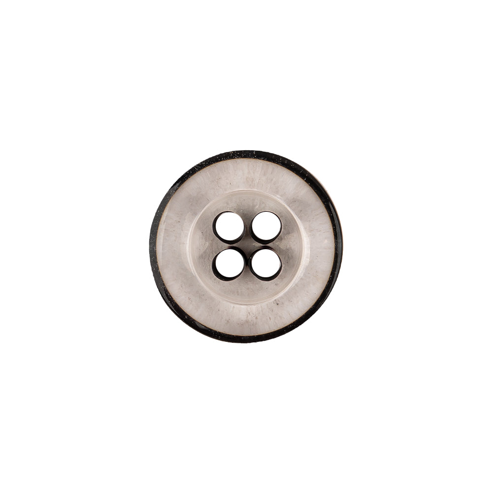 Italian Transparent and Black 4-Hole Tire Rimmed Jacket Button - 24L/15mm Italian Transparent and Black 4-Hole Tire Rimmed Jacket Button - 24L/15mm