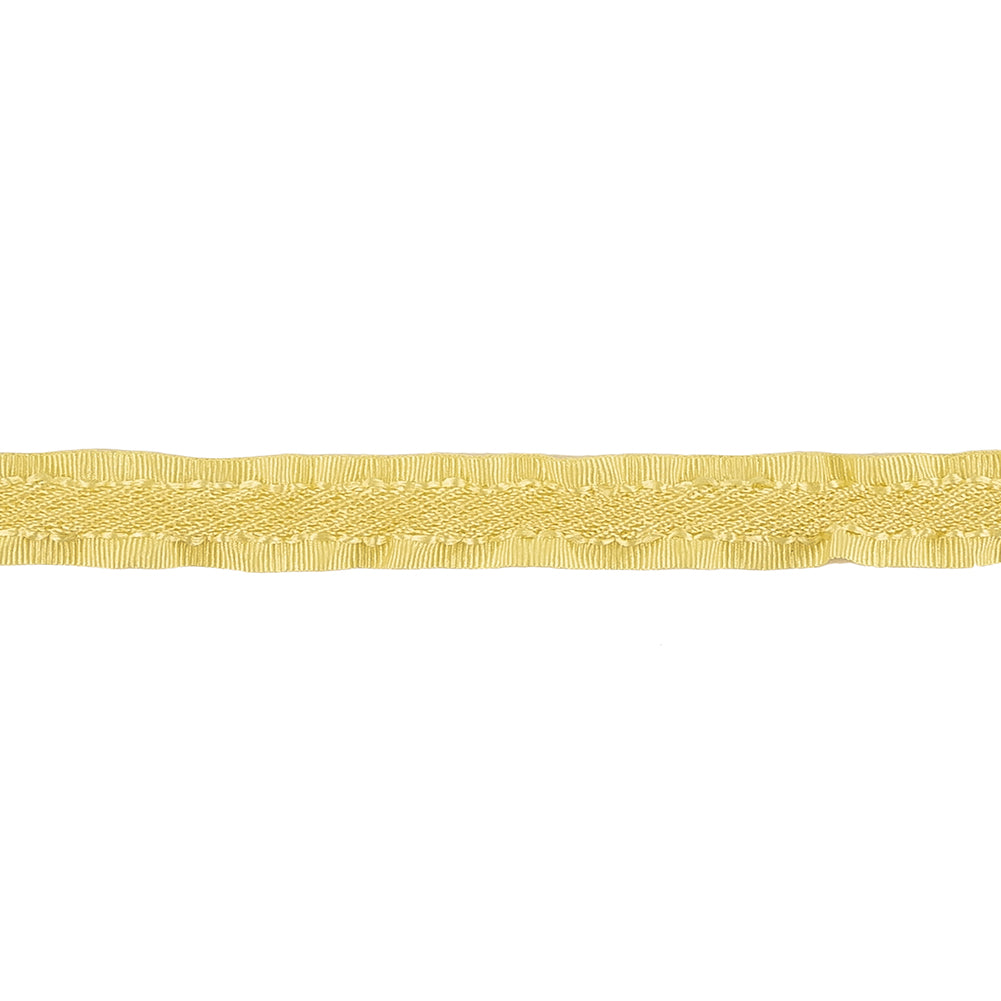 Lemon Twill Ribbon with Ruffled Grosgrain Borders - 0.375" Detail Lemon Twill Ribbon with Ruffled Grosgrain Borders - 0.375" Detail