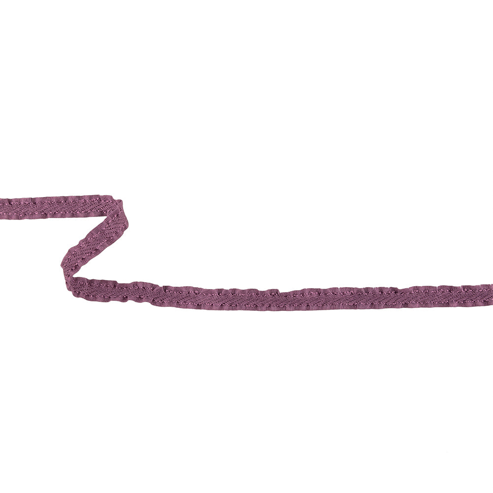 Purple Twill Ribbon with Ruffled Grosgrain Borders - 0.375" Purple Twill Ribbon with Ruffled Grosgrain Borders - 0.375"