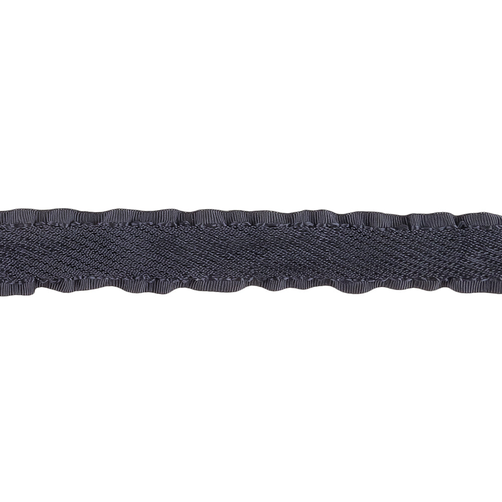 Maritime Blue Twill Ribbon with Ruffled Grosgrain Borders - 0.625" Detail Maritime Blue Twill Ribbon with Ruffled Grosgrain Borders - 0.625" Detail