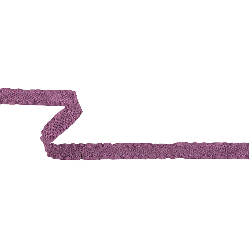 Purple Twill Ribbon with Ruffled Grosgrain Borders - 0.625" Purple Twill Ribbon with Ruffled Grosgrain Borders - 0.625"