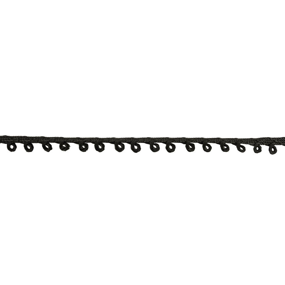 Permanent Black Picot Edged Cotton Blend Braided Trim - 0.1875" Permanent Black Picot Edged Cotton Blend Braided Trim - 0.1875"