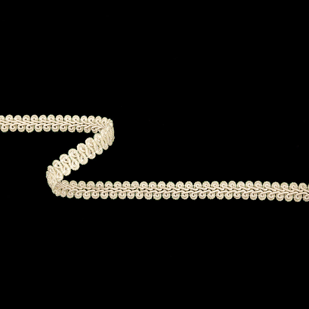 Almond Milk and Iridescent Gimp Braided Trim - 0.5" Almond Milk and Iridescent Gimp Braided Trim - 0.5"