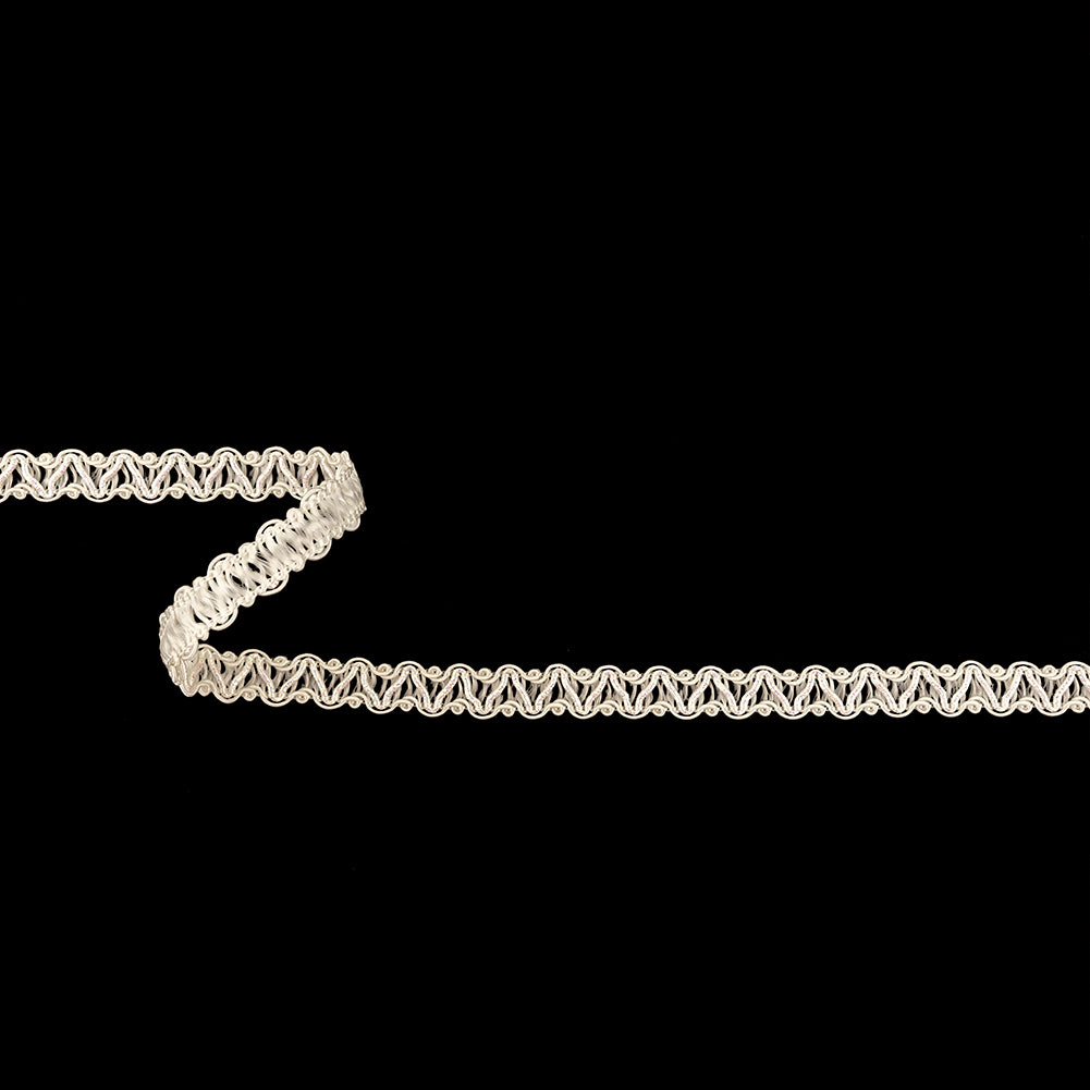 White Asparagus and Iridescent Zig Zags Gimp Braided Trim - 0.375" White Asparagus and Iridescent Zig Zags Gimp Braided Trim - 0.375"