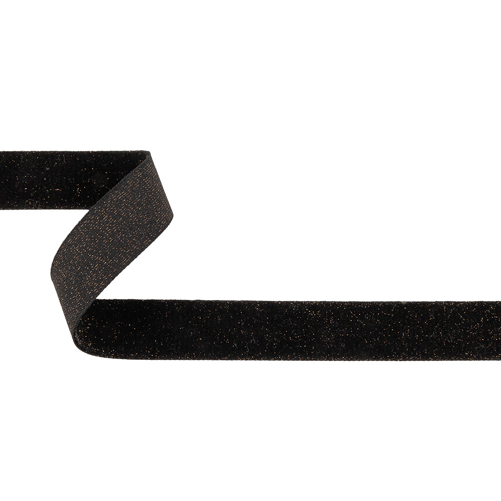 Black and Copper Glitter Velvet Trim - 1" Black and Copper Glitter Velvet Trim - 1"