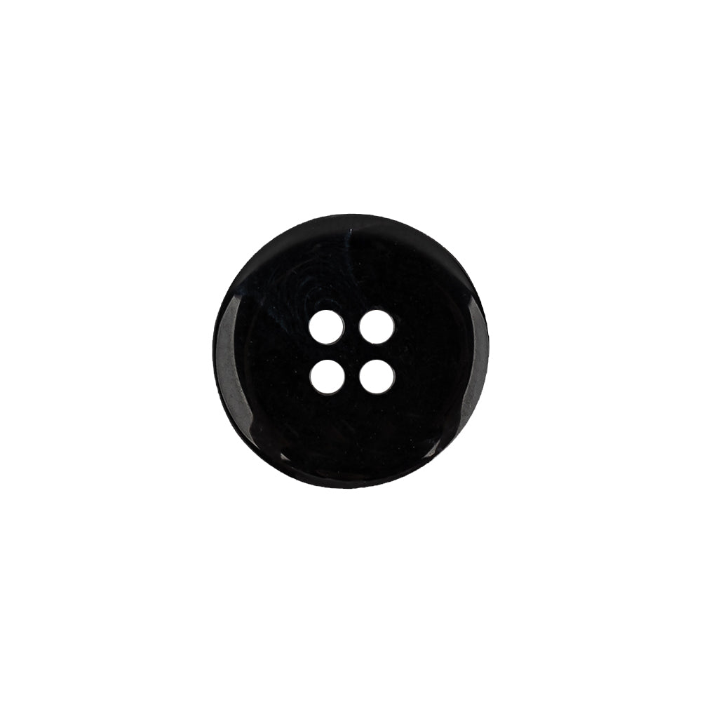 Italian Black Shallow Plate Style 4-Hole Plastic Suiting Button - 24L/15mm Detail