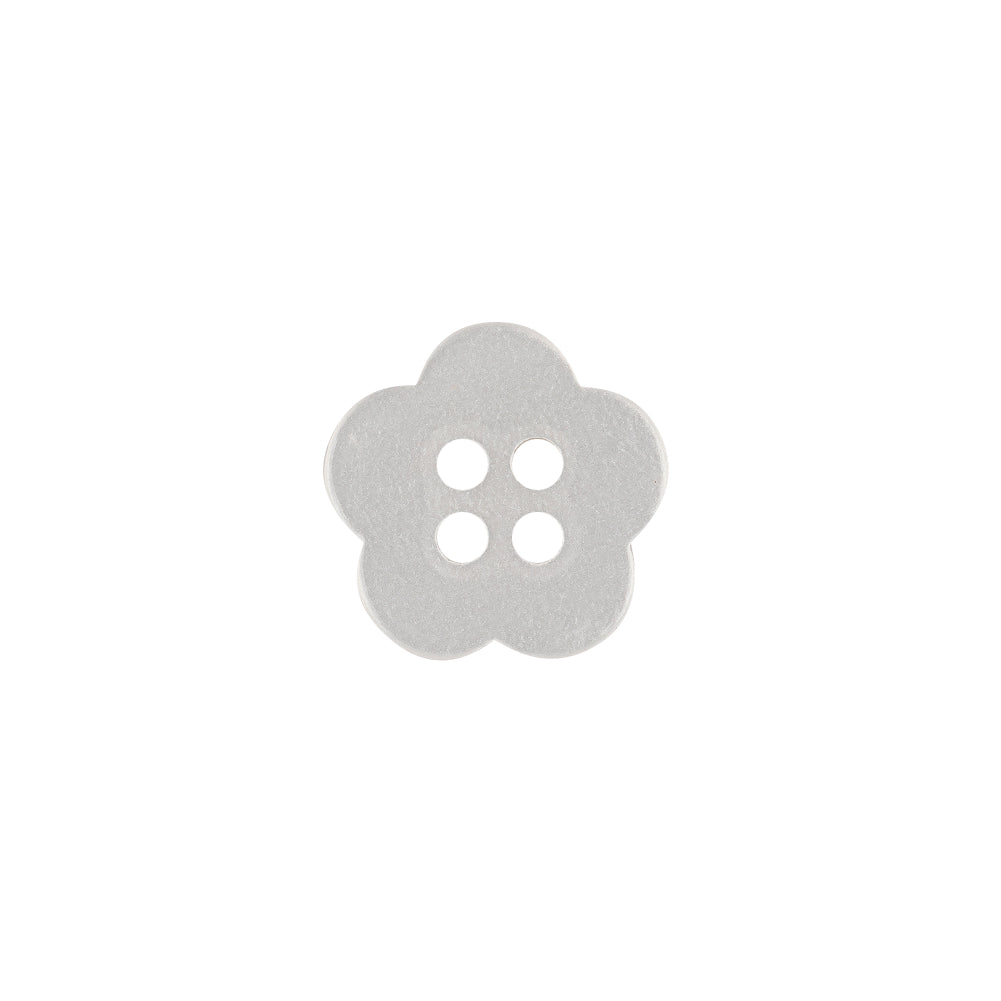 Shiny Lucent White Tinted 4-Hole Flower Shaped Button - 22L/14mm Detail Shiny Lucent White Tinted 4-Hole Flower Shaped Button - 22L/14mm Detail