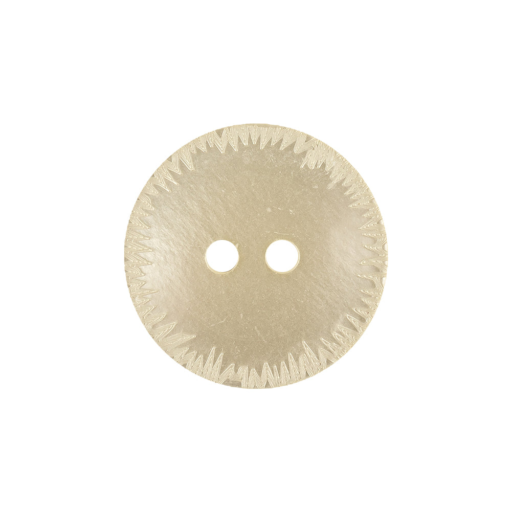 Barely Yellow Tinted Abstract 2-Hole Button with Saw Toothed Etchings - 33L/21mm Barely Yellow Tinted Abstract 2-Hole Button with Saw Toothed Etchings - 33L/21mm