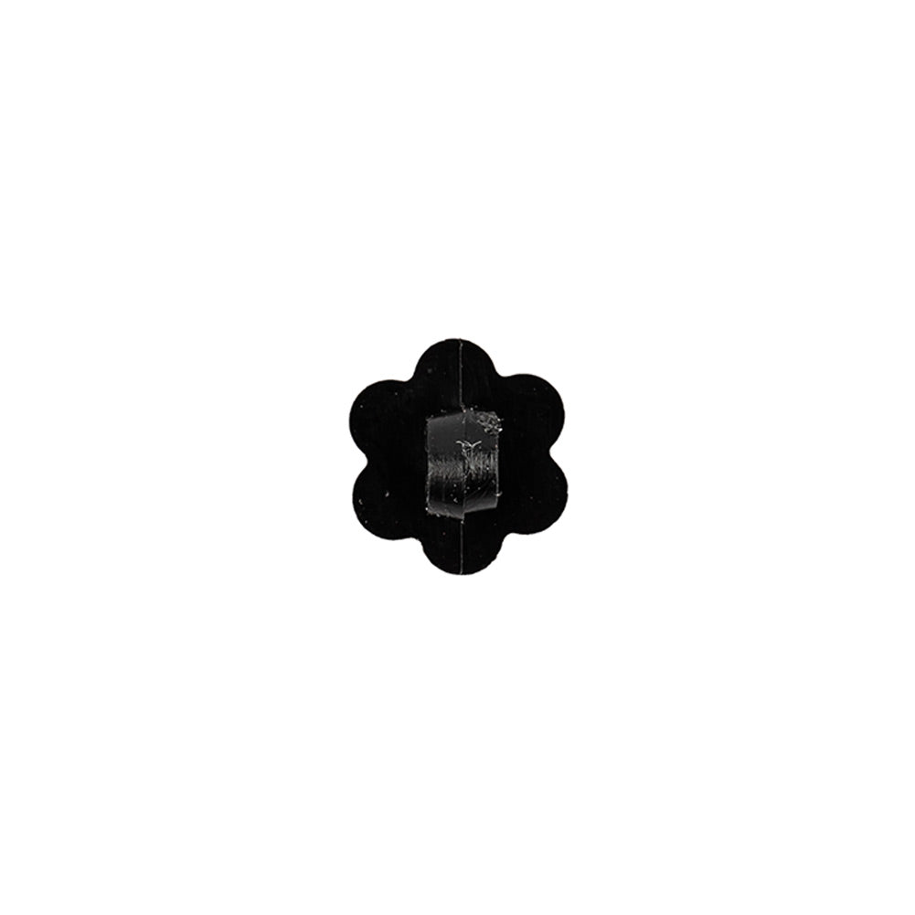 Italian Black Flower Shank Back Nylon Button - 17L/10.5mm Detail