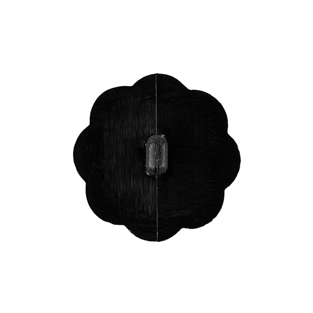 Italian Black Faceted Shank Back Flower Button - 36L/23mm Detail Italian Black Faceted Shank Back Flower Button - 36L/23mm Detail
