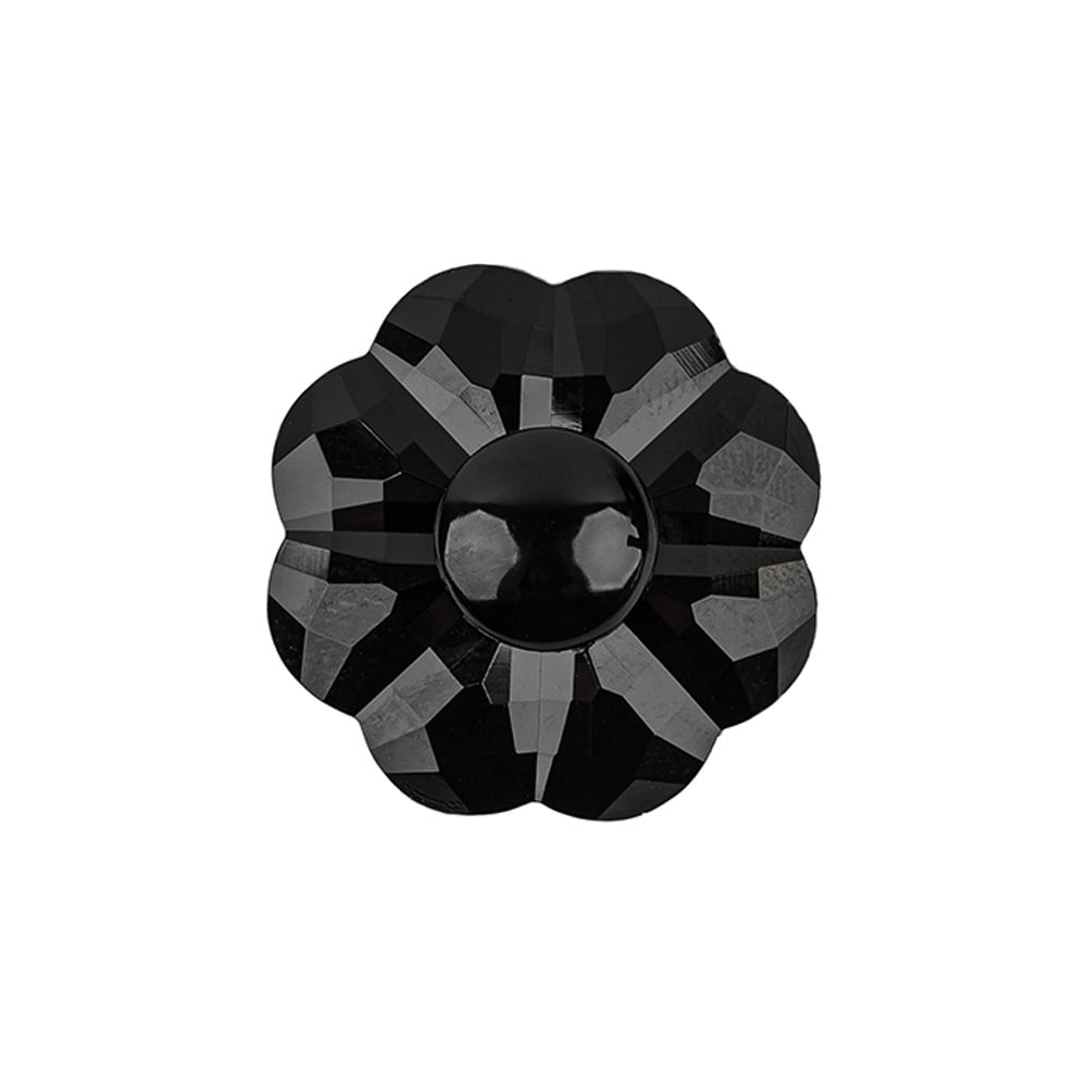 Italian Black Faceted Shank Back Flower Button - 36L/23mm Italian Black Faceted Shank Back Flower Button - 36L/23mm