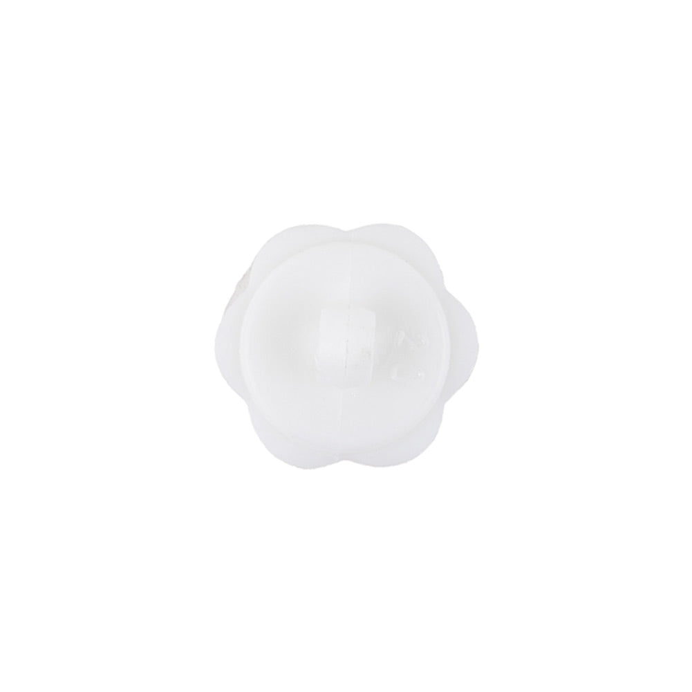 Italian White Floral and Geometric Shank Back Nylon Button - 24L/15mm Detail Italian White Floral and Geometric Shank Back Nylon Button - 24L/15mm Detail