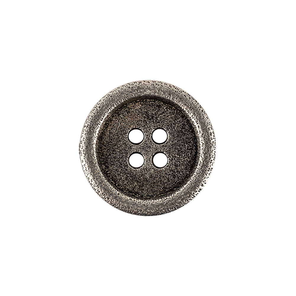 Italian Carbon Silver Shallow Plate 4-Hole Metal Look Coat Button - 36L/23mm Italian Carbon Silver Shallow Plate 4-Hole Metal Look Coat Button - 36L/23mm