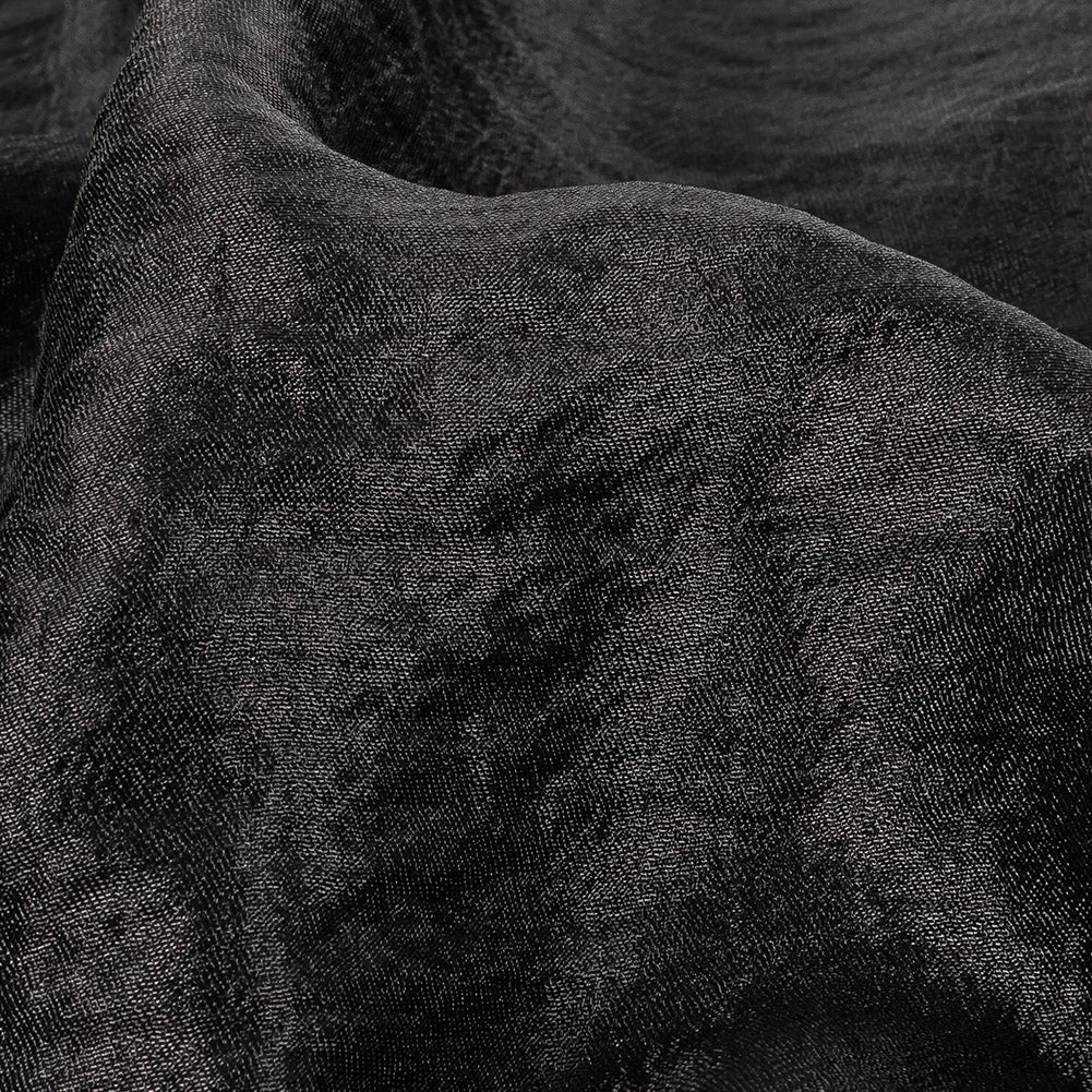 Black Shimmering Tactile Polyester and Cotton Woven Detail Black Shimmering Tactile Polyester and Cotton Woven Detail
