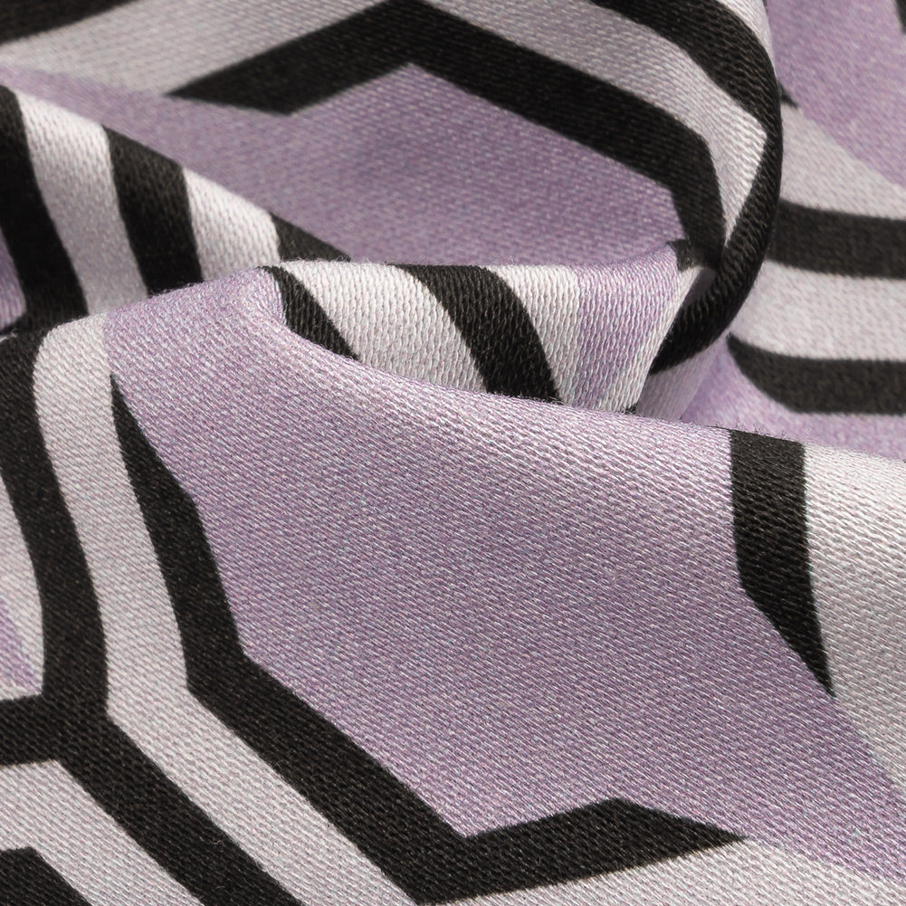 Stretch Cotton Sateen - Pale Lavender Honeycomb Geometric - Sweet as Honey Print - Mood Exclusive Wisteria Collection Detail Stretch Cotton Sateen - Pale Lavender Honeycomb Geometric - Sweet as Honey Print - Mood Exclusive Wisteria Collection Detail