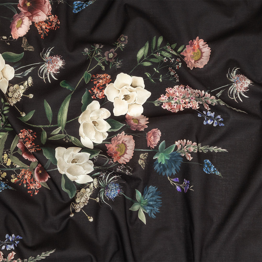 Cotton Voile Print - Black Bean Floral - Mood Exclusive Baroque Bouquet Cotton Voile Print - Black Bean Floral - Mood Exclusive Baroque Bouquet