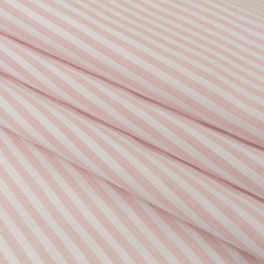 Pale Pink and White Candy Striped Cotton Seersucker Folded Pale Pink and White Candy Striped Cotton Seersucker Folded