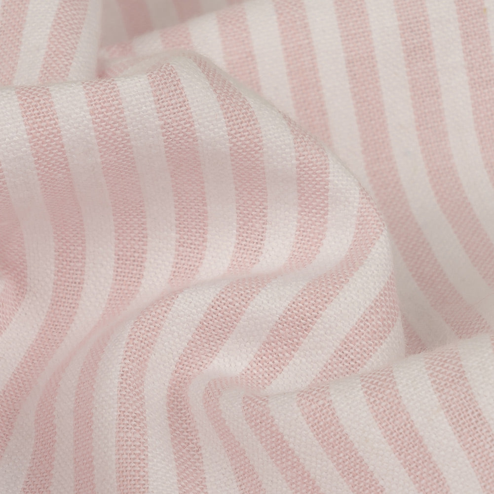 Pale Pink and White Candy Striped Cotton Seersucker Detail Pale Pink and White Candy Striped Cotton Seersucker Detail