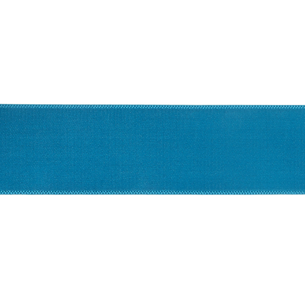 Peacock Blue Single Faced Satin Ribbon - 1" Detail Peacock Blue Single Faced Satin Ribbon - 1" Detail