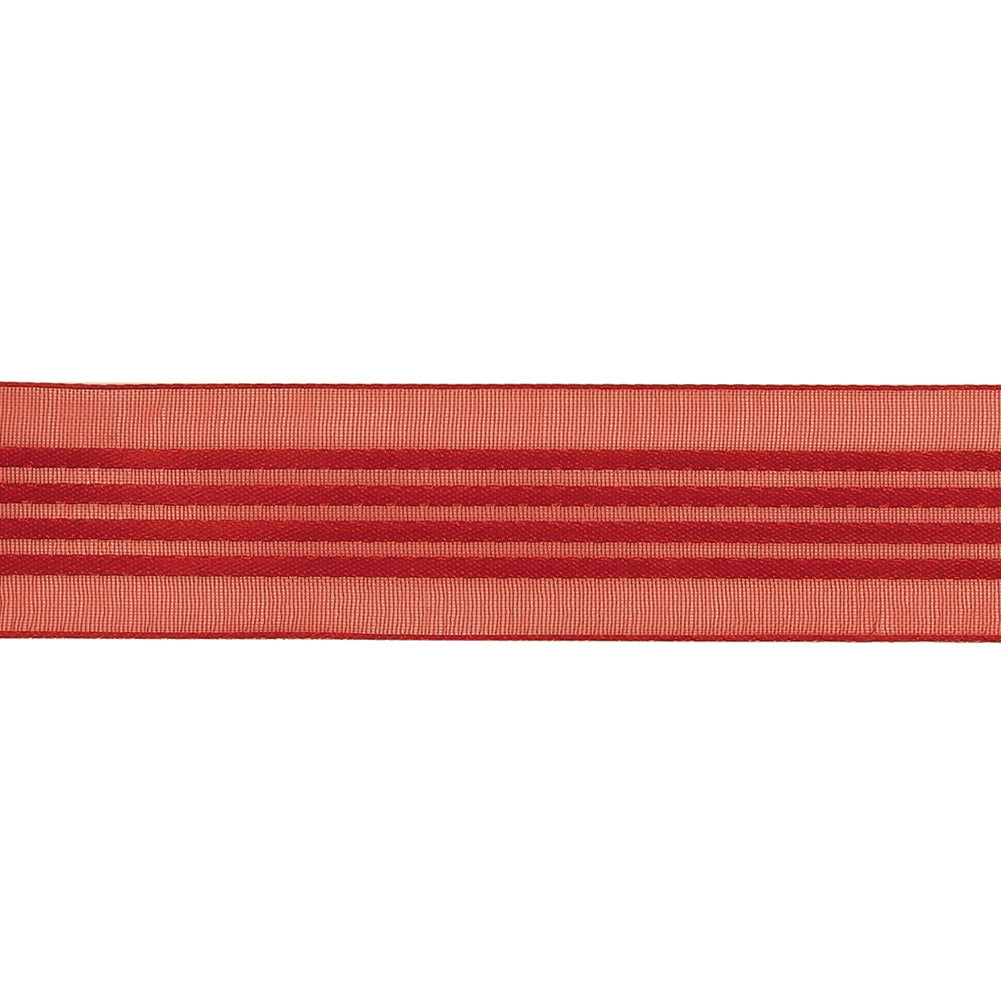 Aura Orange Sheer Ribbon with Satin Stripes - 0.875" Detail Aura Orange Sheer Ribbon with Satin Stripes - 0.875" Detail