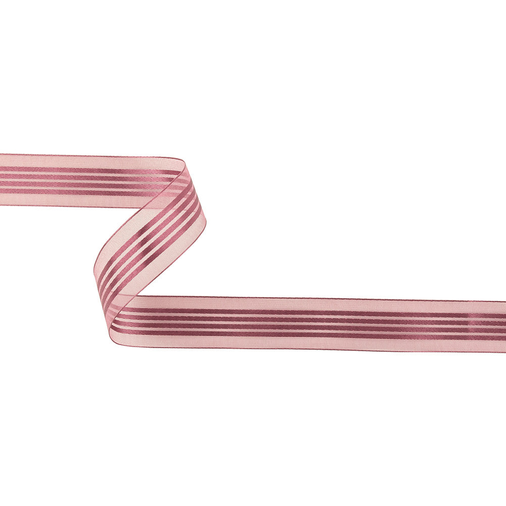 Purple Sheer Ribbon with Satin Stripes - 0.875" Purple Sheer Ribbon with Satin Stripes - 0.875"