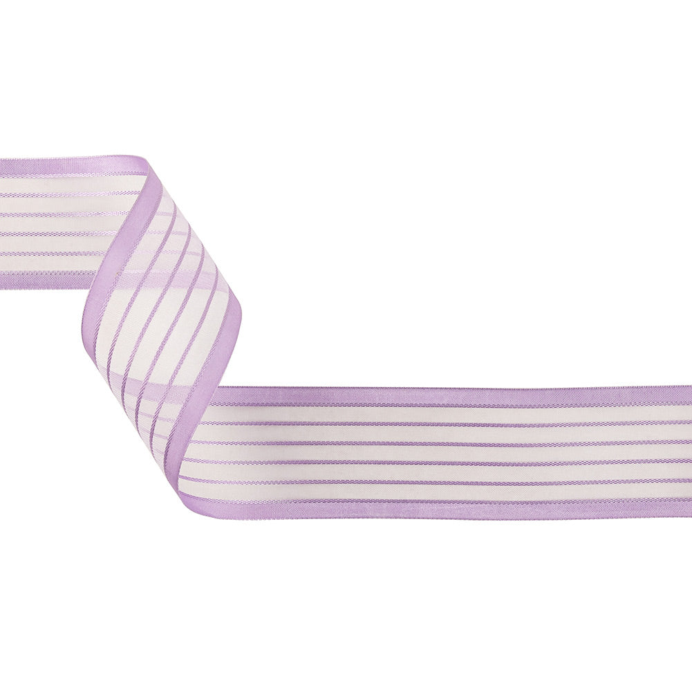 Lavendula Striped Sheer Ribbon with Opaque Borders - 1.5" Lavendula Striped Sheer Ribbon with Opaque Borders - 1.5"