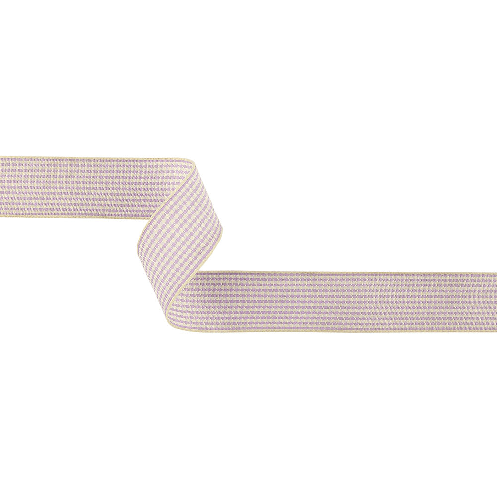 Lilac and Cream Houndstooth Check Woven Ribbon - 1" Lilac and Cream Houndstooth Check Woven Ribbon - 1"