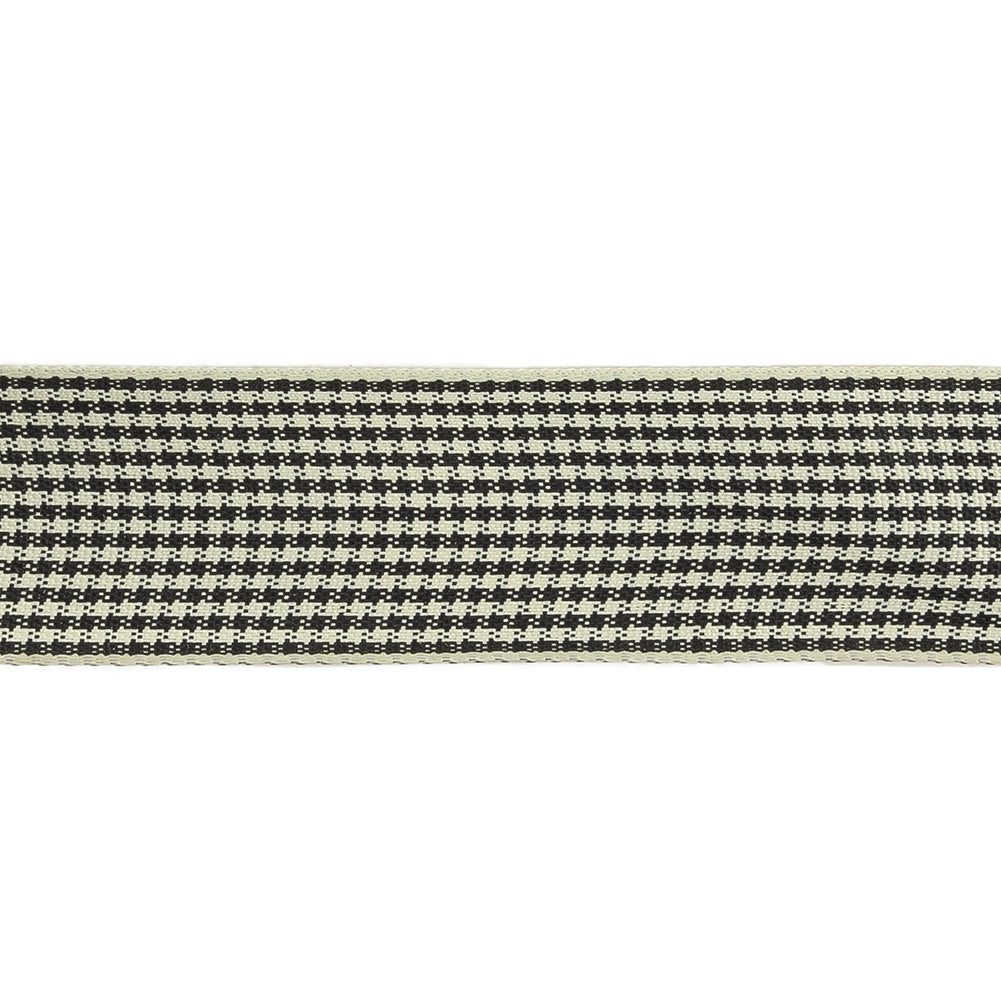 Black and Cream Houndstooth Check Woven Ribbon - 1" Detail Black and Cream Houndstooth Check Woven Ribbon - 1" Detail