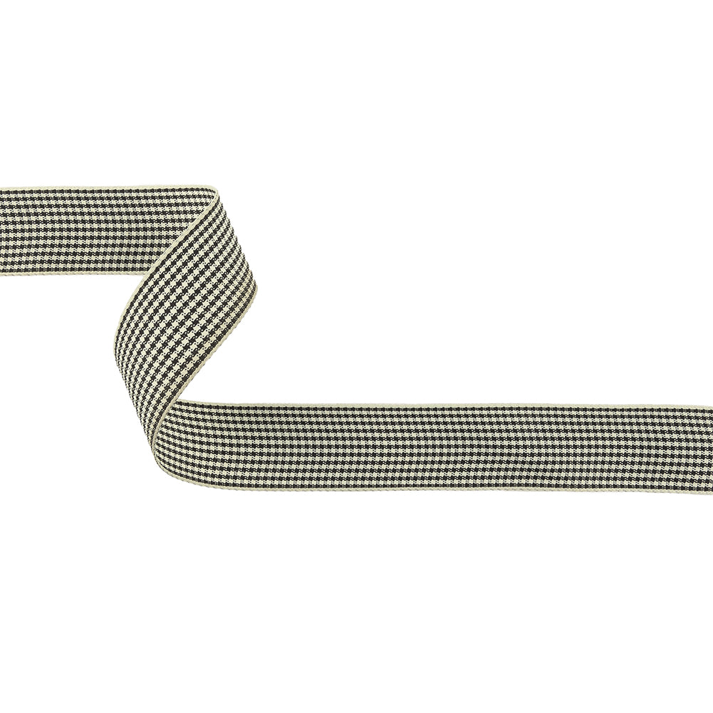 Black and Cream Houndstooth Check Woven Ribbon - 1" Black and Cream Houndstooth Check Woven Ribbon - 1"