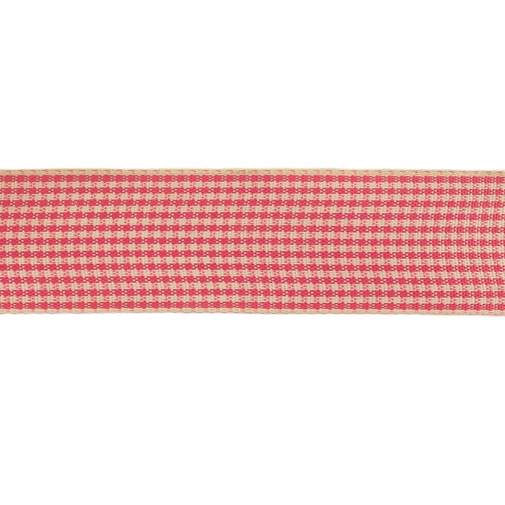 Hot Pink and Dew Houndstooth Check Woven Ribbon - 1" Detail Hot Pink and Dew Houndstooth Check Woven Ribbon - 1" Detail