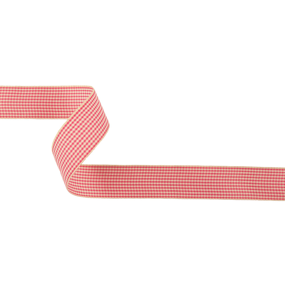 Hot Pink and Dew Houndstooth Check Woven Ribbon - 1" Hot Pink and Dew Houndstooth Check Woven Ribbon - 1"