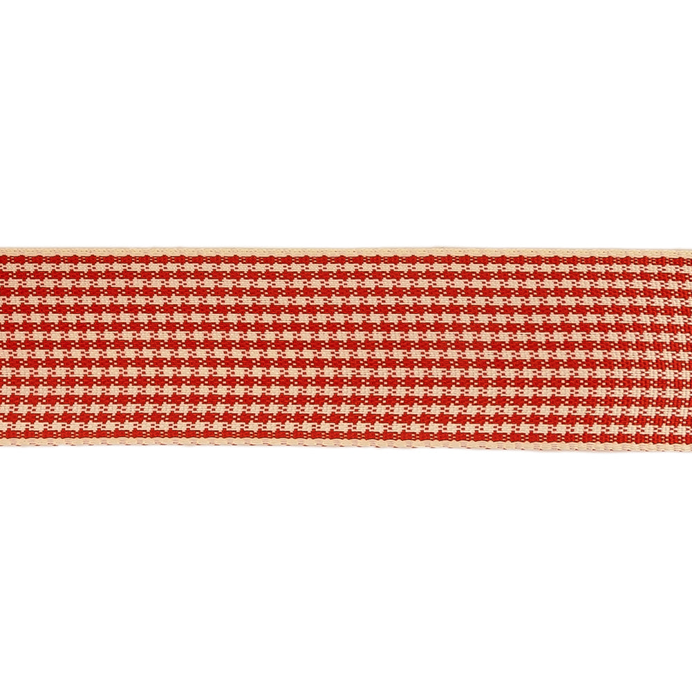 Red and Cream Houndstooth Check Woven Ribbon - 1" Detail Red and Cream Houndstooth Check Woven Ribbon - 1" Detail