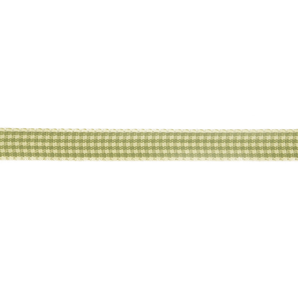 Lime and Cream Houndstooth Check Woven Ribbon - 0.375" Detail Lime and Cream Houndstooth Check Woven Ribbon - 0.375" Detail