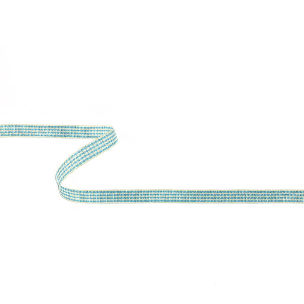 Sky Blue and Glass Green Houndstooth Check Woven Ribbon - 0.375" Sky Blue and Glass Green Houndstooth Check Woven Ribbon - 0.375"
