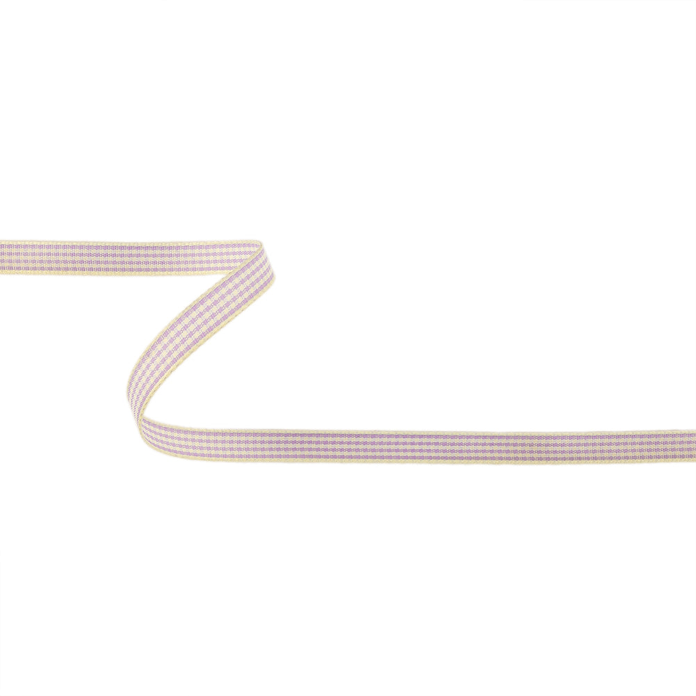 Lilac and Cream Houndstooth Check Woven Ribbon - 0.375" Lilac and Cream Houndstooth Check Woven Ribbon - 0.375"