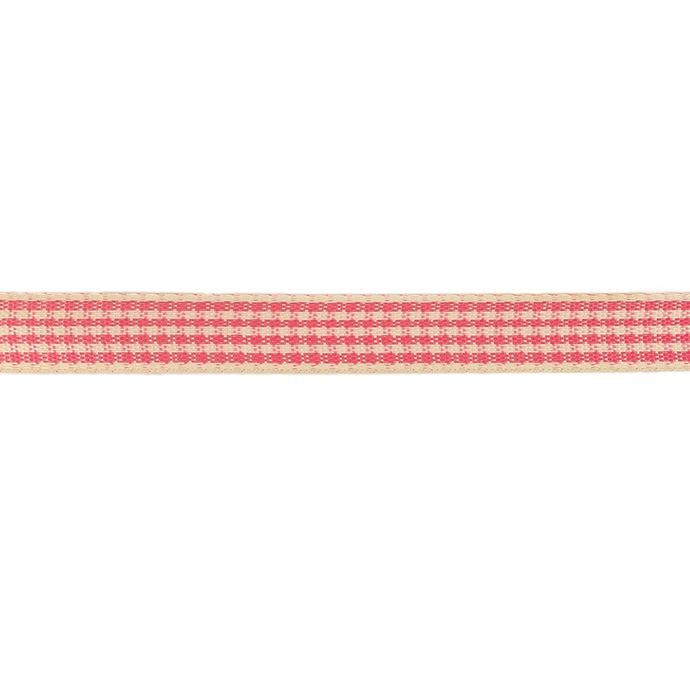 Hot Pink and Dew Houndstooth Check Woven Ribbon - 0.375" Detail Hot Pink and Dew Houndstooth Check Woven Ribbon - 0.375" Detail