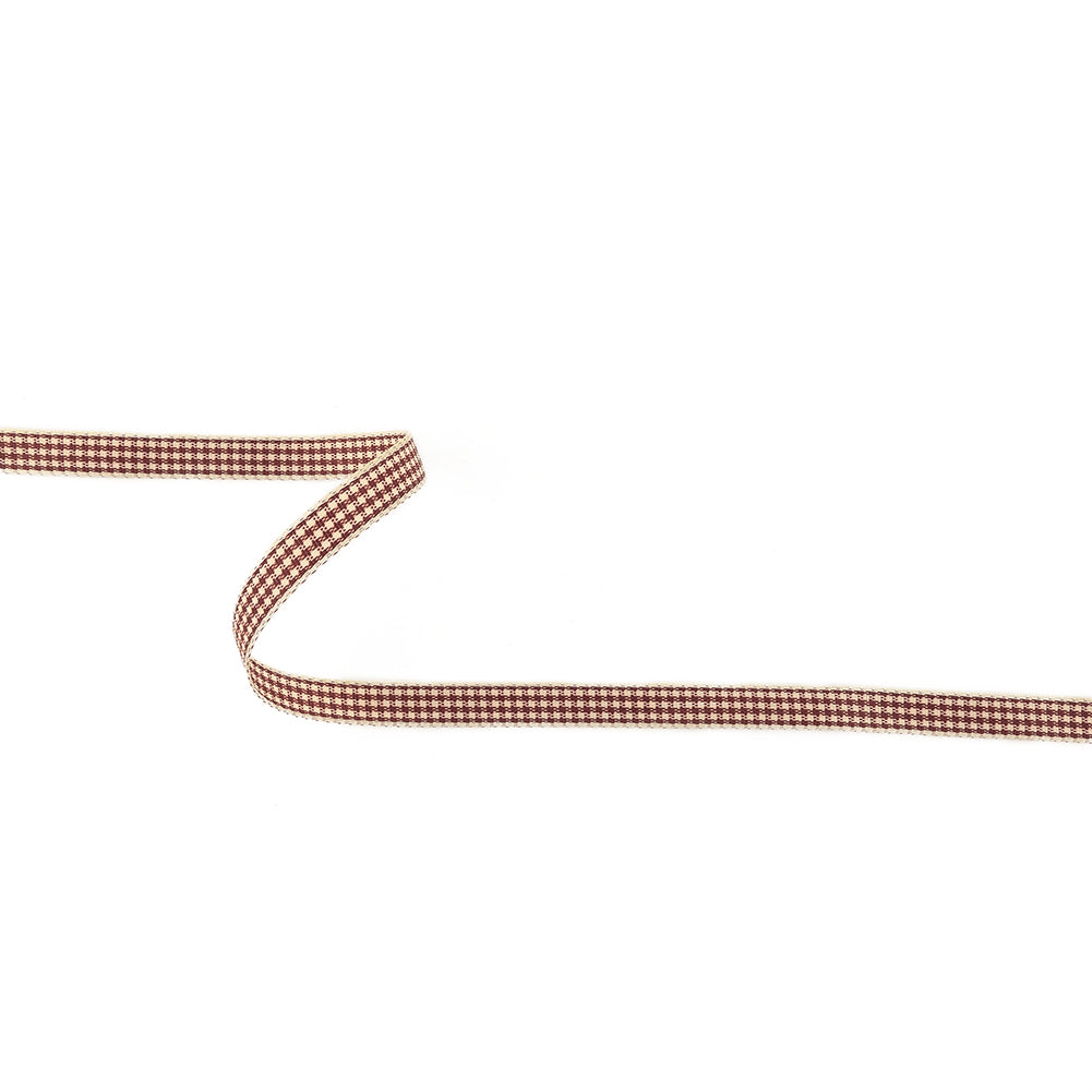 Wine and Cream Houndstooth Check Woven Ribbon - 0.375" Wine and Cream Houndstooth Check Woven Ribbon - 0.375"